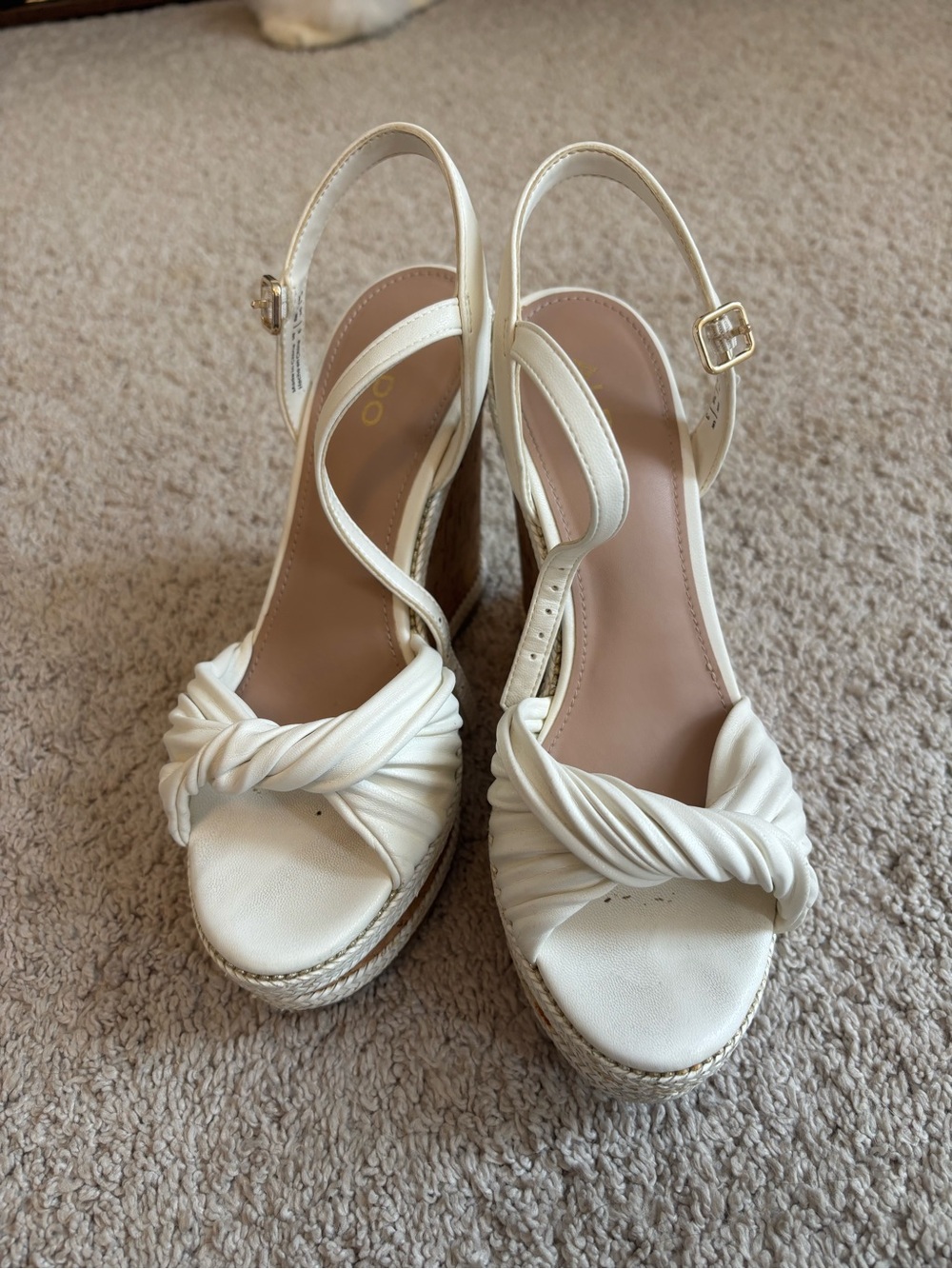 Aldo Ivory Knotted Espadrille Wedge Sandals
